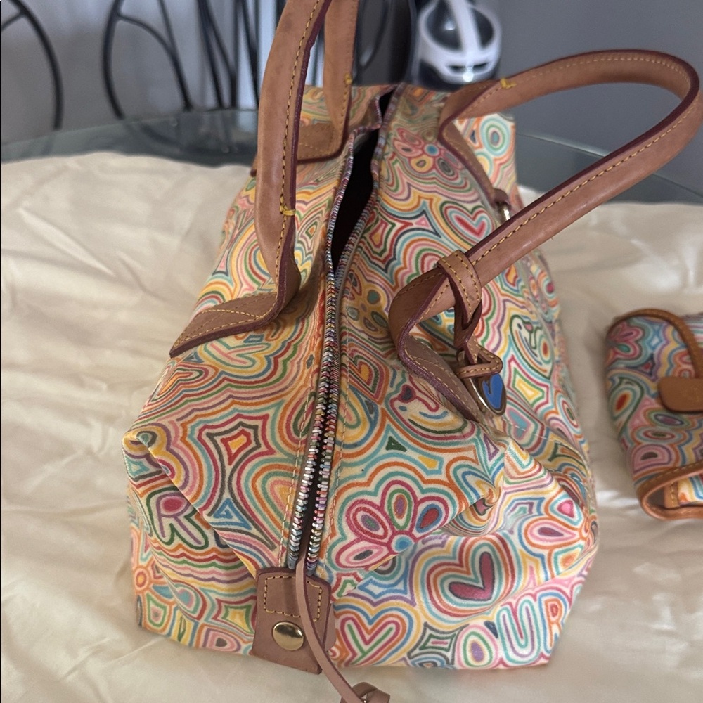 Dooney & Bourke Colorful Patterned Satchel and Pouch - Picture 2 of 4